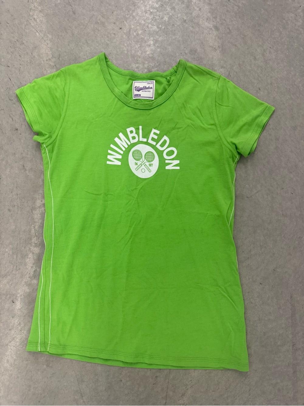 Wimbledon Green Shirt Sleeve  T Shirt With Racquet Logo